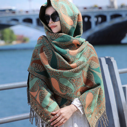 Retro Ethnic Style Shawl Women's Cashmere-like Tassel Scarf