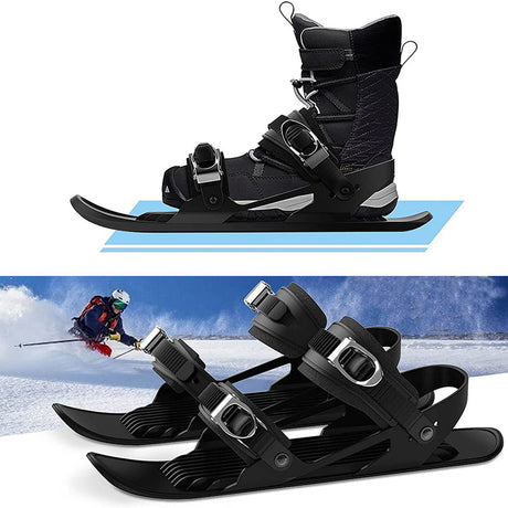 Mini Ski Skates Portable Short Skiboard Adjustable Skates Shoes for Snow