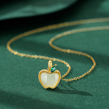 Frauen -Friedensfrucht und Tian -Jade -Halskette von Frauen sterling Silber