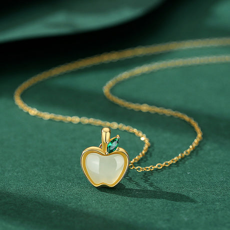 Frauen -Friedensfrucht und Tian -Jade -Halskette von Frauen sterling Silber