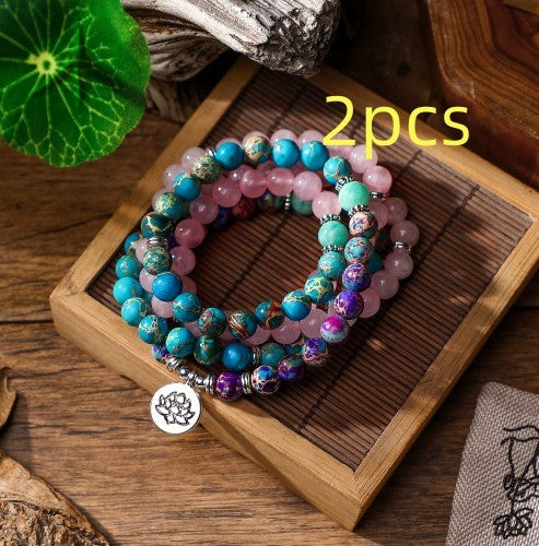 Bracelet 108 Lotus Buddha Eyes Pendant Necklace Chakra Bracelet Yoga Buddhist Bracelet