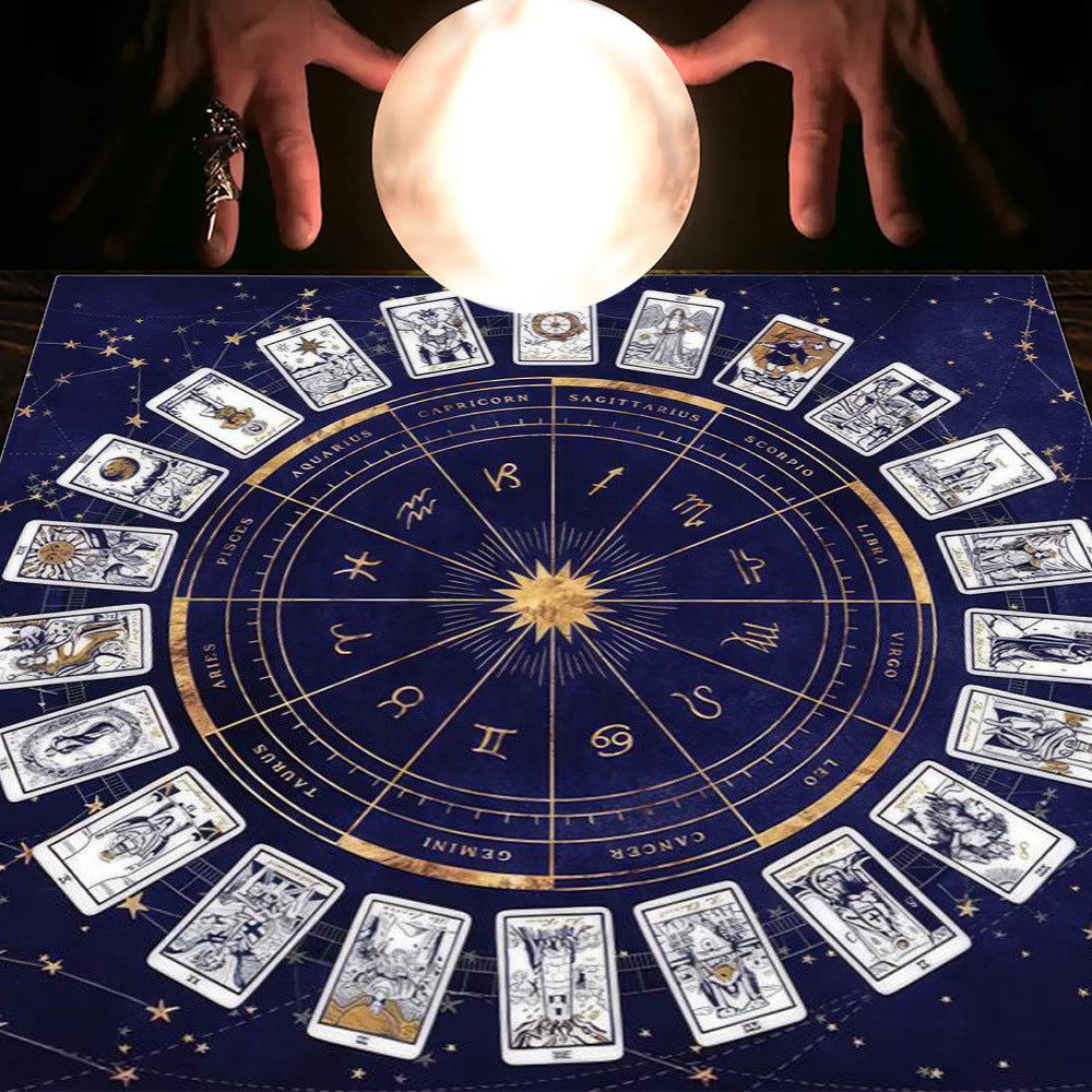 Tarot Table Cloth Moon Sun Lucky Tree Flannel Tablecloth-27