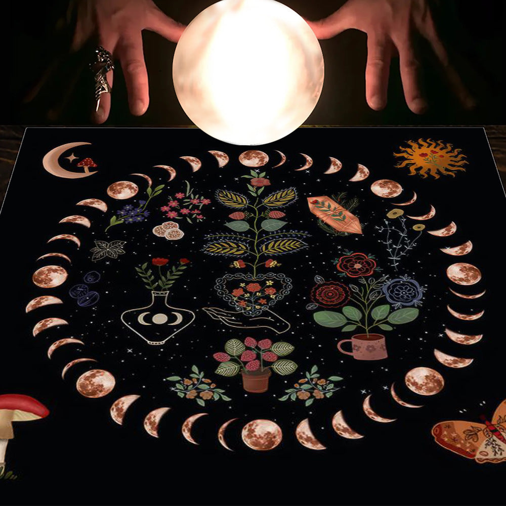 Tarot Table Cloth Moon Sun Lucky Tree Flannel Tablecloth-13