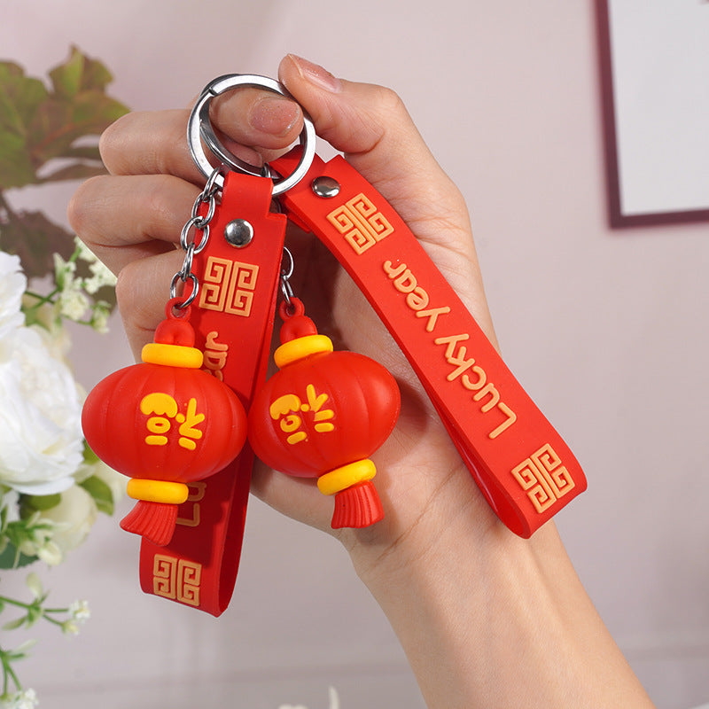 Creative Festive Chinese New Year Red Lantern Keychain-1