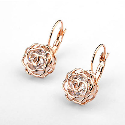 Camellia Ladies Earrings Simple Gold-plated Hollow Personality Earrings Female Earrings