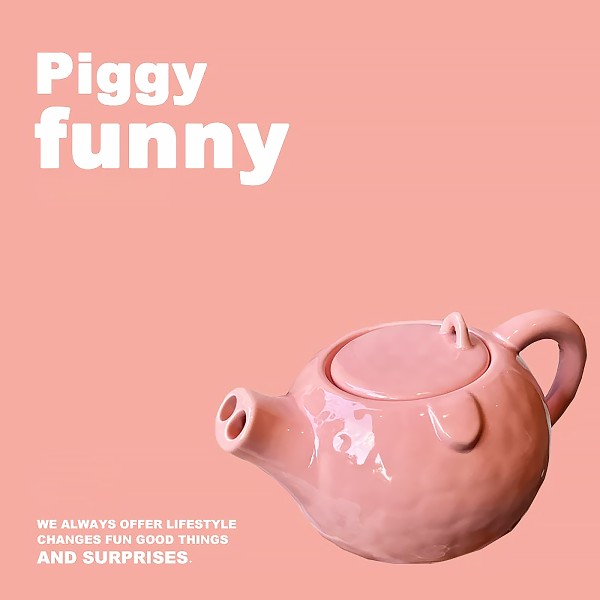 Funny Pig Nose Ceramic Teapot and Mug Set Gift-6