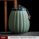 Black Porcelain Tea Caddy Chinese Style Retro Ceramic Sealed Can