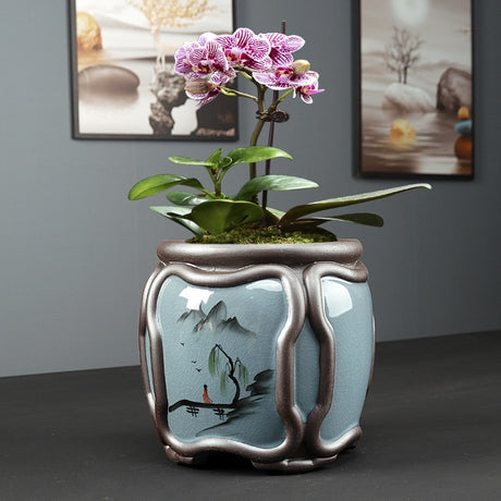 Vereinfachte Celadon Blumentopf im chinesischen Stil