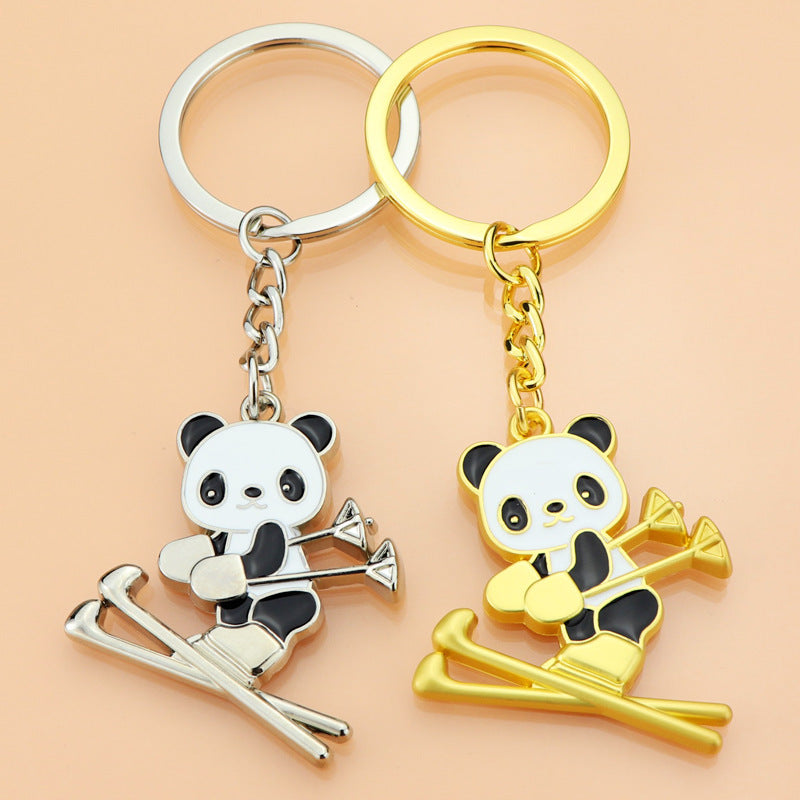 Ski Panda Keychain Creative National Treasure Panda Ski Pendant Key Chain