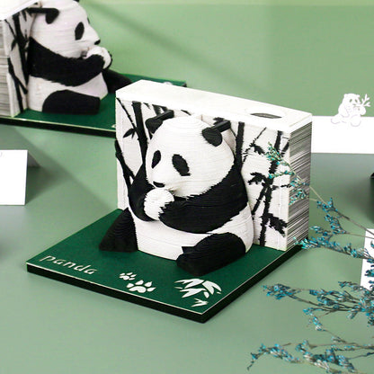 Laser Engraved Bamboo Panda Image Model 3D Notepad-1