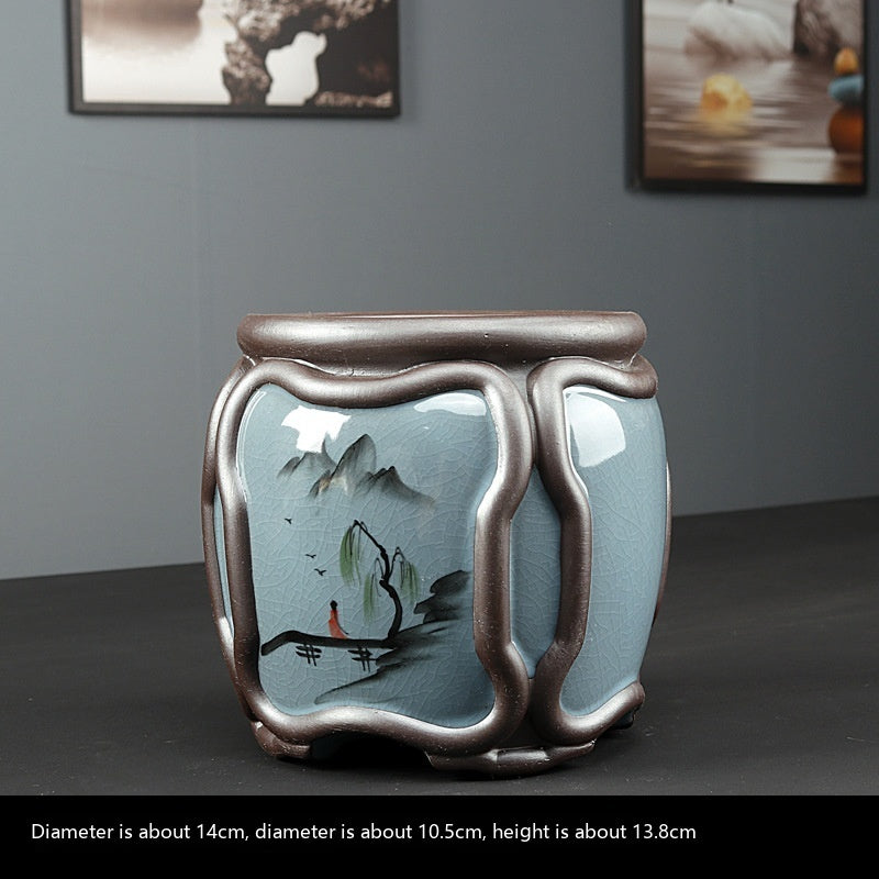 Vereinfachte Celadon Blumentopf im chinesischen Stil