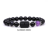 Natural Agate Zodiac Bracelet Unisex Astrology Jewelry-7