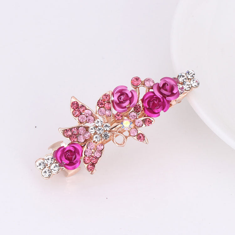 Women's Hair Accessories Rose Flower Rhinestone Hair Cards-13