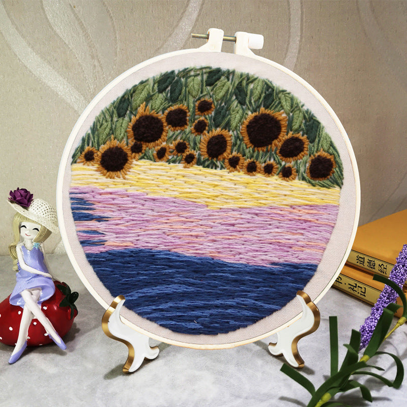 Landscape Embroidery DIY Beginner Embroidery Material Kit-4