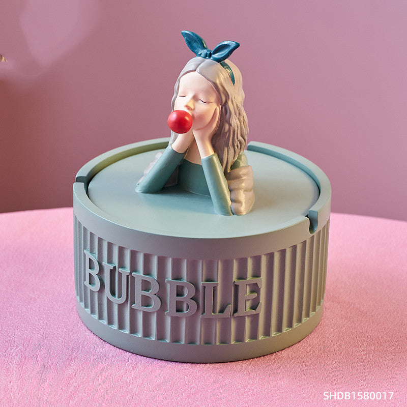 Girl Ashtray Creative Personality Home Living Room Office Cute Ornaments With Lid