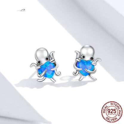 Octopus Earrings Opal Platinum Plated Fashion Girls Earrings