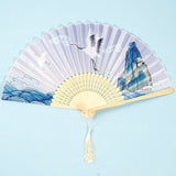 Chinese Style Women's Tasseled Portable Cheongsam Folding Fan-8