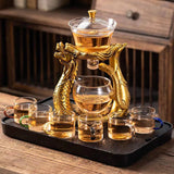 Tea Maker Household Semi-automatic Dragon and Phoenix Glass Teapot-2