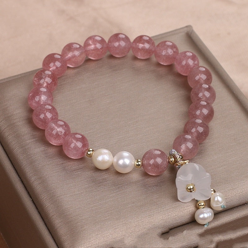 New Chinese Style Female Natural Strawberry Quartz Crystal Bracelet-3