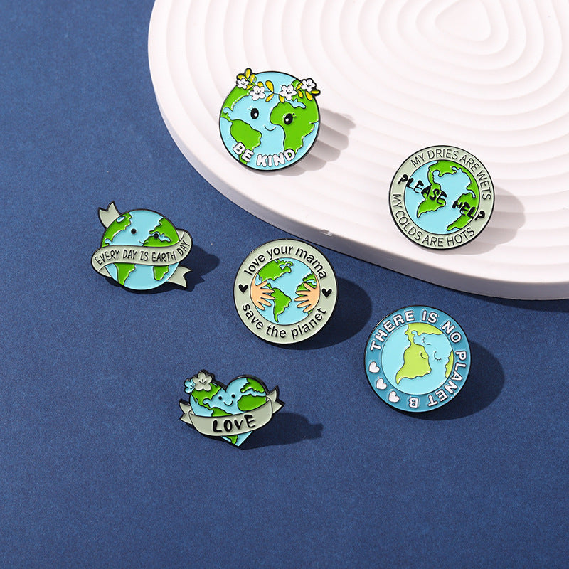 Creative Cartoon Protect The Earth Brooch Gifts for Environmentalists