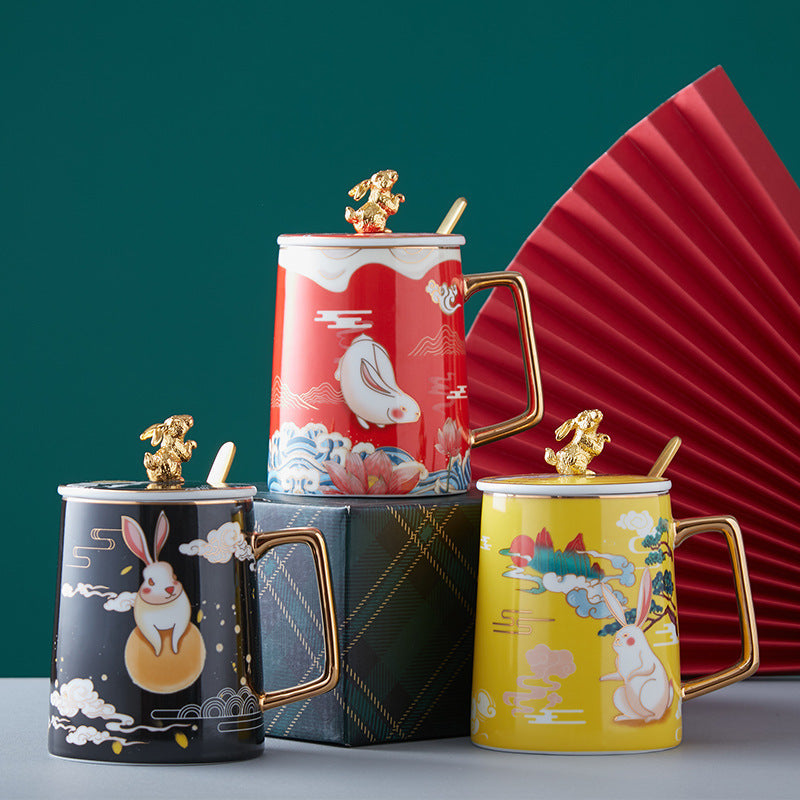 Palace Rabbit Series Chinese Style Ceramic Mug Gift Set-