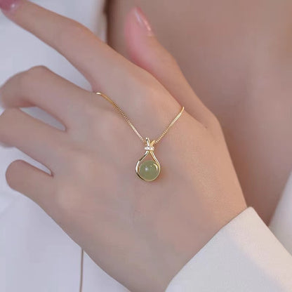 Imitation Hetian Jade Lucky Bag Women's Necklace Pendant