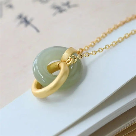 Hotan Jade Gold Plated Pendant Necklace