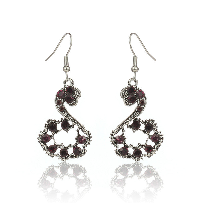 Chinese Style Vintage Drop Earrings With Diamonds