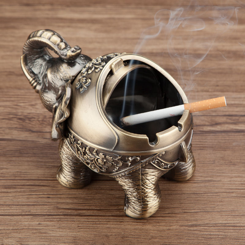 Household Vertical Auspicious Elephant Stainless Steel Ashtray