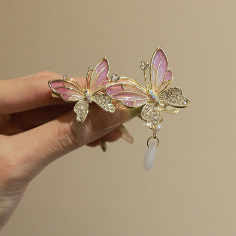 Super Fairy Cherry Blossom Pansy Perle Quaste Haarnadel Ancient Style Female Side Fringe Kopfschmuck Entenbill Clip