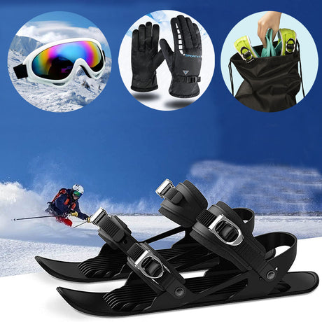 Mini Ski Skates Portable Short Skiboard Adjustable Skates Shoes for Snow
