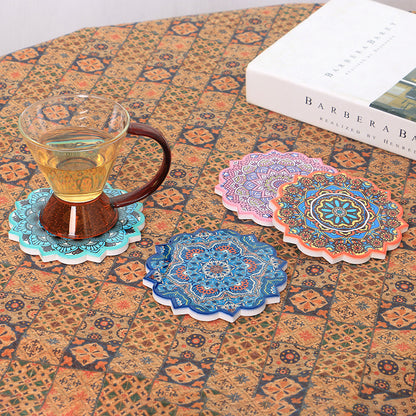 Ceramic Coaster Household Insulation Mat Mandala Pattern Octagonal Coaster