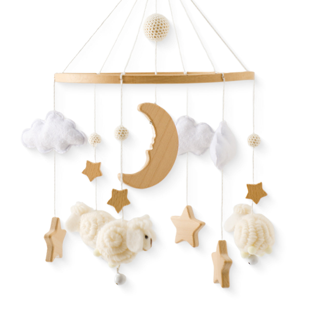Felt Animal Baby Bed Bell Nordic Style Hand-eye Coordination Crib Hanging Ornament