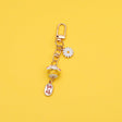 Cute Gift Ceramic Heart Fortune Luck Cat Keychain-4