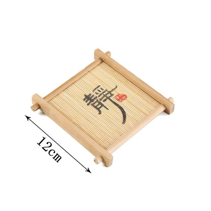 Bamboo Square Well-shaped Coaster Tea Pot Base Pastry Small Tray