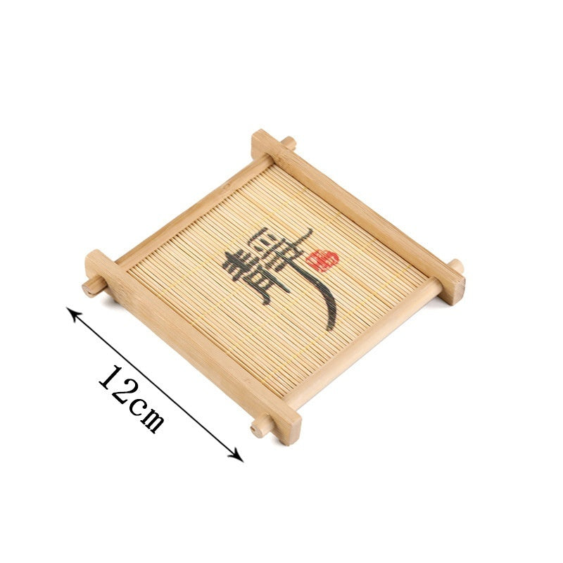 Bamboo Square Well-shaped Coaster Tea Pot Base Pastry Small Tray