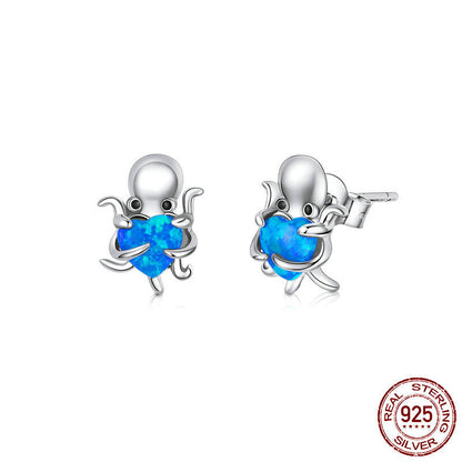 Octopus Earrings Opal Platinum Plated Fashion Girls Earrings