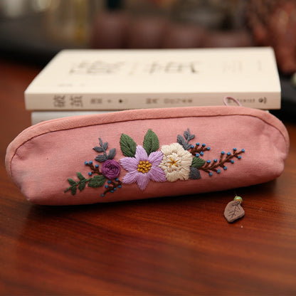 Retro Lu Embroidery Non Finished Products Hand Embroidery Pencil Case-3