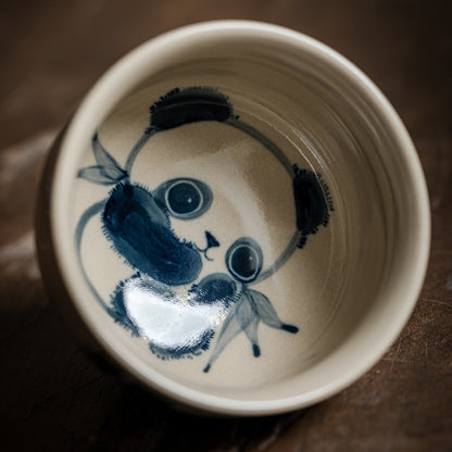 Grass And Wood Gray Hand Painted Panda Tea Cup Ceramic Household