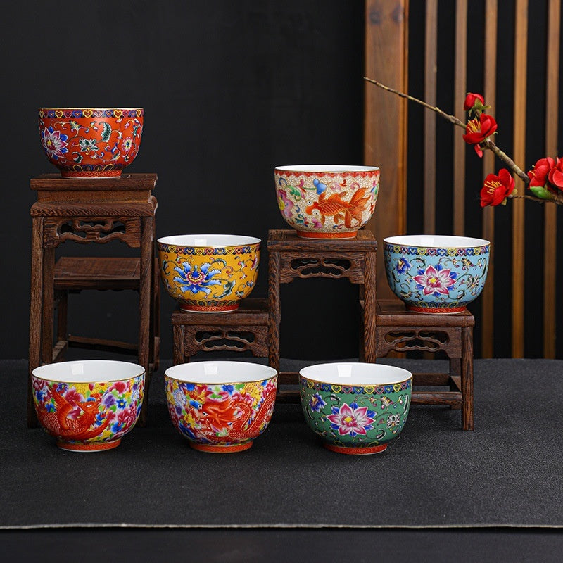 Emaille Master Cup Porzellan Kung Fu Tea Set Anzug