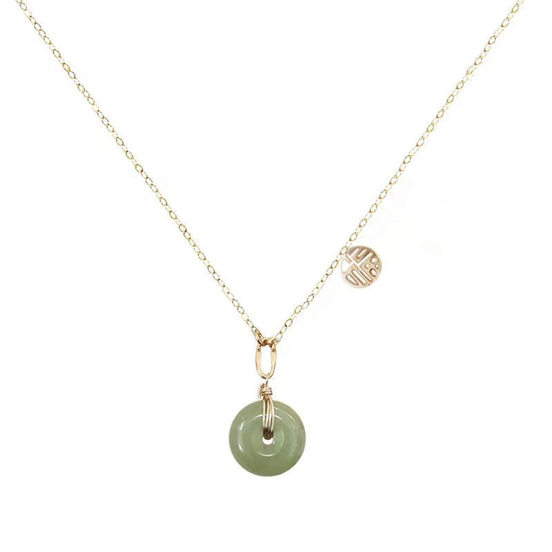 Retro Blessing Card Hetian Jade Necklace For Women