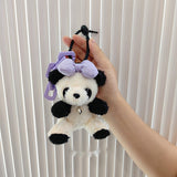 Bow Tie Panda Cute Plush Pendant Car Keychain-5