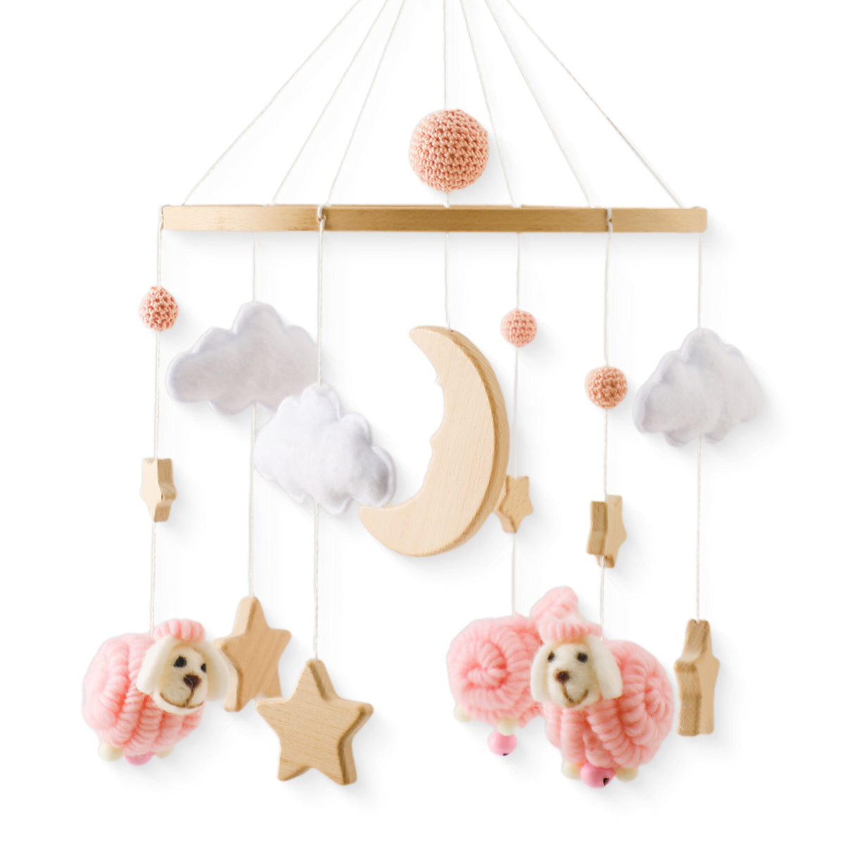 Felt Animal Baby Bed Bell Nordic Style Hand-eye Coordination Crib Hanging Ornament