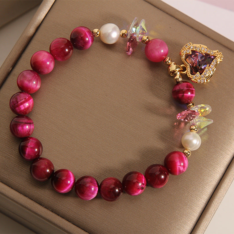 Rose Red Tigereye Crystal Bracelet