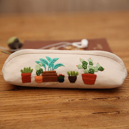 Retro Lu Embroidery Non Finished Products Hand Embroidery Pencil Case-2