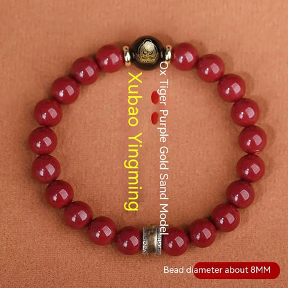 Cinnabar Bracelet Men's Purple Gold Sand Benming Buddha Bracelet