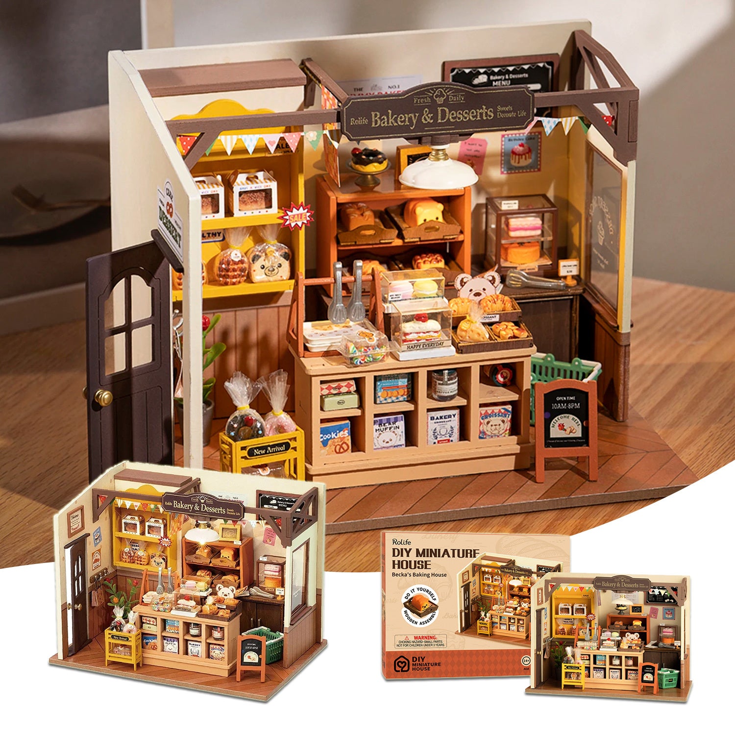 Becka's Baking House DIY Miniature House Children 3D Wooden Assembly Toys