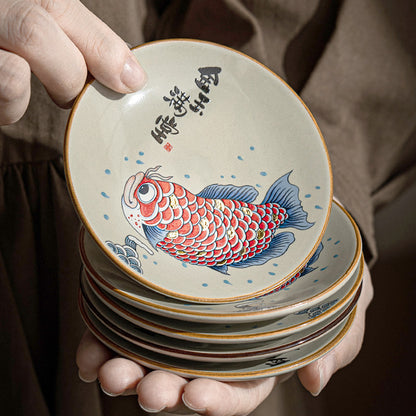 Keramik Untersetzer Haushalt Retro National Style Goldfish Coaster