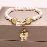 Freshwater Pearl Strawberry Quartz Bracelet Bracelet Female Opal Butterfly Bracelet