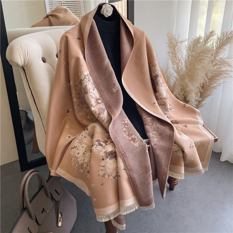 Cashmere-like Double-sided Thermal Scarf Air Conditioning Shawl-6